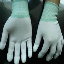 Găng tay sợi tĩnh điện màu trắng phủ ngón