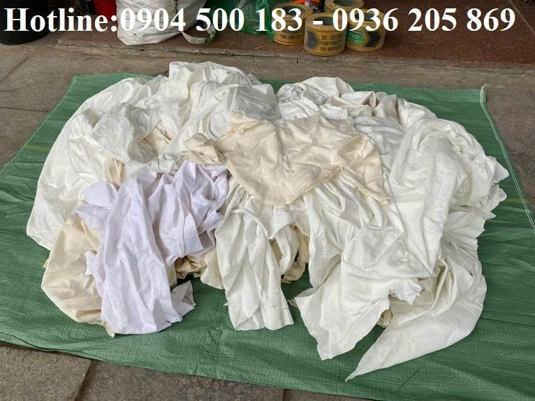 Giẻ lau màu trắng cotton (Vải lau,Khăn lau) dùng cho lau máy móc công nghiệp